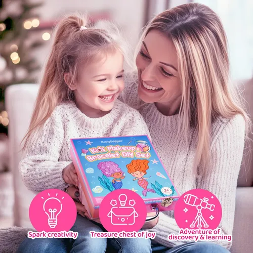 Miniatura 4 de Juegos de maquillaje para niñas – Juego de cosméticos reales lavables con fabricación de joyas para niños, kit de pulsera de maquillaje de princesa