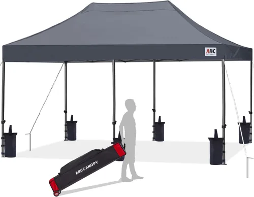Miniatura 27 de Abccanopy - Carpa de toldo para tienda de campaña comercial instantánea con bolsa de transporte con ruedas, 4 bolsas de arena, Blanco