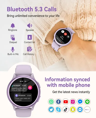 Miniatura 6 de Relojes inteligentes para mujer (respuestahacer llamadas), monitor de actividad de pantalla AMOLED de 1.27 pulgadas con monitor de frecuencia