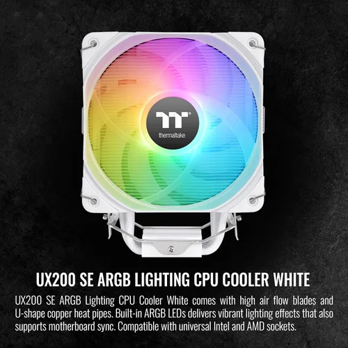 Miniatura 2 de Thermaltake UX200 SE Blanco Placa base 5V Sincronización ARGB 16.8 millones de colores 15 LED direccionables Intel/AM5/AMD (LGA 1851/1700) enchufe