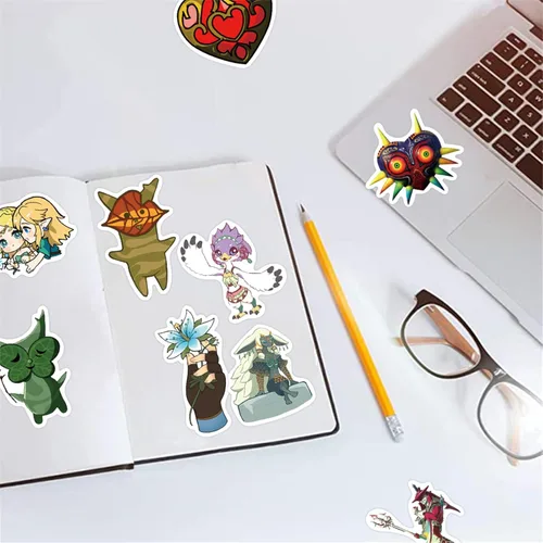 Miniatura 4 de 100 unidades de calcomanías de dibujos animados geniales de "La leyenda de Zelda" resistentes al agua, ofertas para auto, bicicleta, maleta