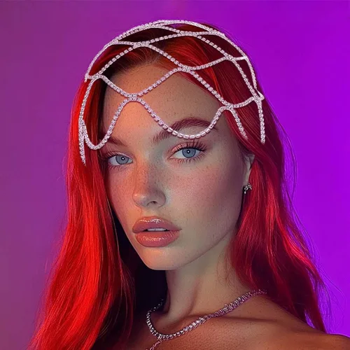 Miniatura 4 de Cadena de cabeza de diamantes de imitación de los años 20, accesorios para el cabello para mujer