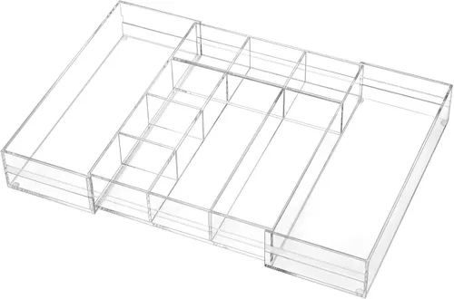 Miniatura 9 de Briwooody 1 pieza organizador de cajones de escritorio de acrílico de 2 pulgadas de altura, bandejas organizadoras de cajones expandibles con 8