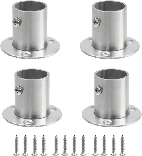 Miniatura 11 de Geesatis Soporte de brida para barra de armario, 2 piezas, soporte de brida alta para barra de armario, con tornillos de montaje, acero inoxidable