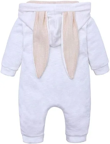 Miniatura 5 de Simplee Kids Enterizo con diseño de conejo de Pascua con capucha, para bebé, overol con cremallera y orejas largas