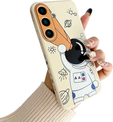 Miniatura 20 de Yonds Queen Funda ultra linda para Samsung Galaxy S22, diseño de astronauta de dibujos animados, diseño de cohete espacial, cubierta de parachoques