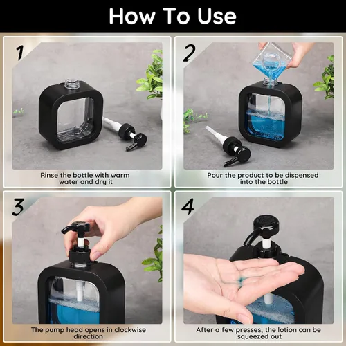 Miniatura 3 de Segbeauty Dispensador de jabón de manos de 16.9 onzas, dispensador de jabón líquido a prueba de fugas de 16.9 fl oz para baño, dispensadores de Negro