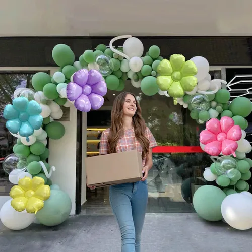 Miniatura 6 de Globos de flores amarillas, enormes globos florales amarillos brillantes, decoraciones de fiesta de cumpleaños con temática de primavera