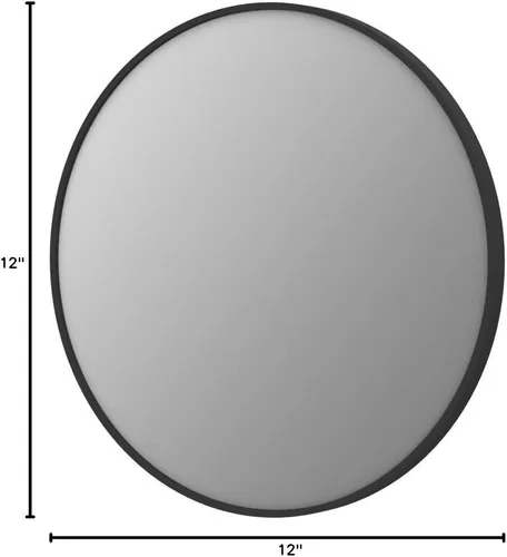 Miniatura 8 de Itrue Espejo de pared decorativo redondo pequeño de 12 pulgadas, vidrio recubierto de plata HD con marco de metal negro cepillado, espejo