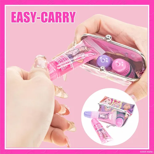 Miniatura 5 de Barbie - Paquete de 3 brillos de labios hidratantes con bolso, juego de maquillaje para niñas, perfecto para fiestas, fiestas de pijamas y regalos