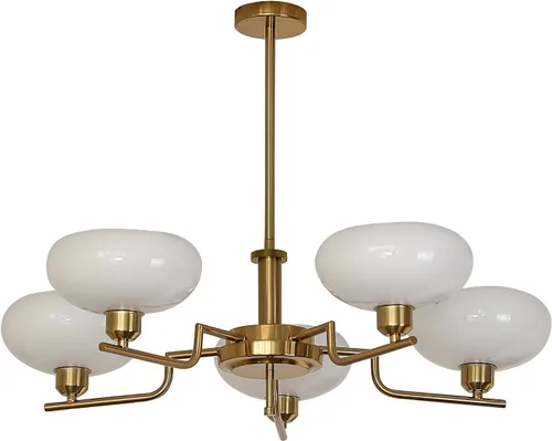 Miniatura 10 de Candelabros Sputnik dorados de 3 luces, Lámpara de techo de latón cepillado de mediados de siglo, lámpara colgante vintage ajustable estilo granja