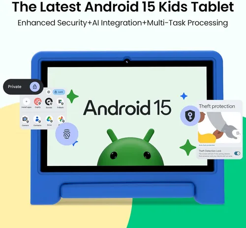 Miniatura 2 de Tablet para niños 2025, tableta Android 15 de 10.1 pulgadas para niños, 8+64 GB de almacenamiento (expansión de 1 TB), Octa-Core, WiFi 6, Azul