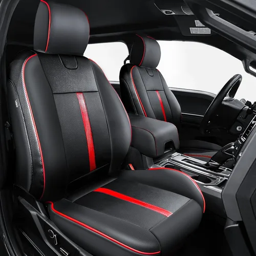 Miniatura 10 de Fundas de asiento de piel sintética de alta calidad para Ford F150 SuperCrew XL XLT STX (2015-2020) y F250/F350/F450 Crew Cab XL XLT (2017-2022)