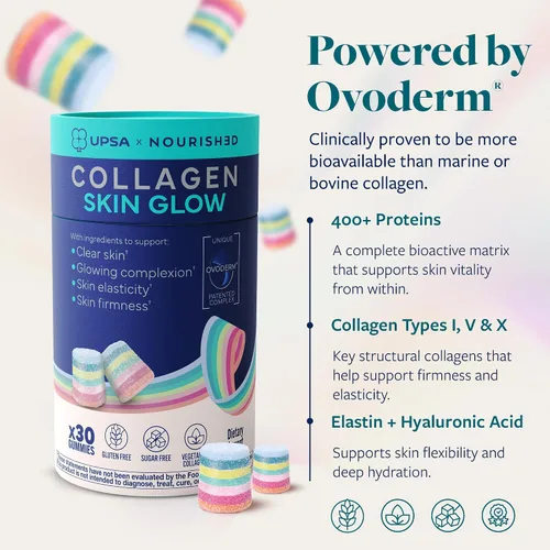 Miniatura 5 de Upsa Nourished Collagen Skin Glow 30 unidades - Complejo Ovoderm® de membrana de huevo con vitamina C, niacinamida y zinc - para piel elástica