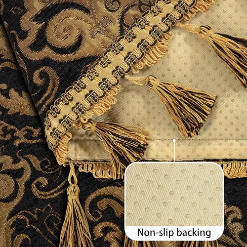 Miniatura 3 de Loom and Mill Juego de 2 Fundas de Lujo para Reposabrazos de Sofá, Antideslizante de Felpilla Gruesa de Damasco, Funda para Brazos de Sofá Protector