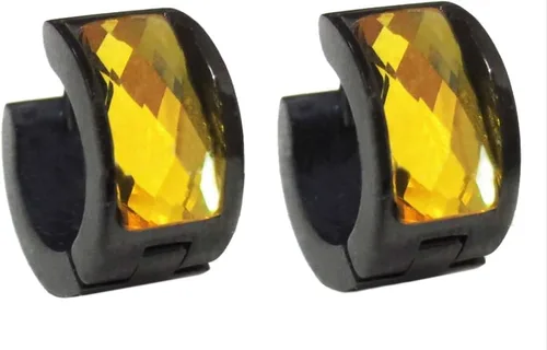 Miniatura 18 de Aretes de aro de acero inoxidable con cristal multicolor negro para hombres y mujeres Azul Oscuro