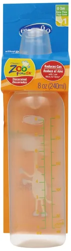 Evenflo Feeding Zoo Friends - Botellas de plástico estándar para el cuello para bebés, bebés y recién nacidos, azul/verde/naranja/rosa (los colores