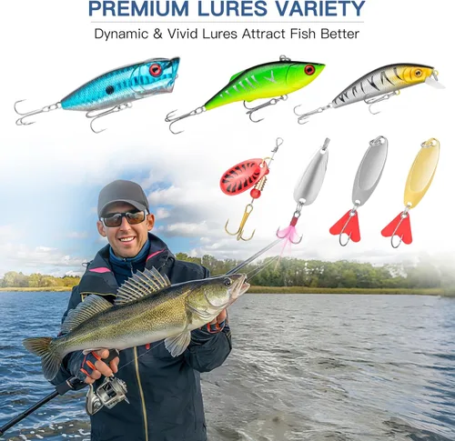 Miniatura 3 de WITOROR Fishing Lures, Tackle Box with Tackle Included, Crankbaits, Spoon, Hooks, Weights & Other Accessories, Fishing Bait Lure Gear Kit Gifts for
