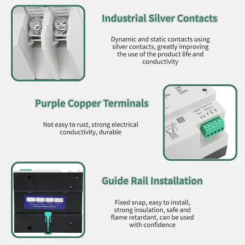 Miniatura 6 de Interruptor de transferencia automática, larga vida útil AC110V 80A ignífugo anti AgingPower interruptor de transferencia automática para fábricas
