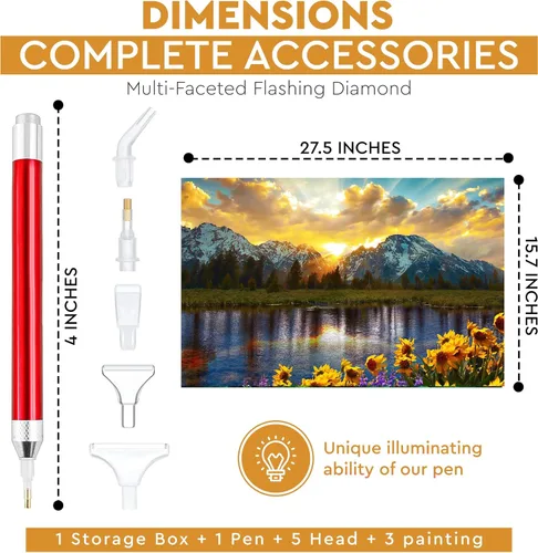 Miniatura 2 de LGANHAPY Pintura de diamantes Dawn con punta iluminada Kits de pintura de diamantes grandes 5D con accesorios para adultos Pintura de diamantes