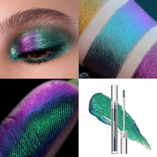 Miniatura 6 de Sombra de ojos de camaleón líquida metálica, aspecto de ojos multidimensional, maquillaje holográfico de larga duración con purpurina multicolor