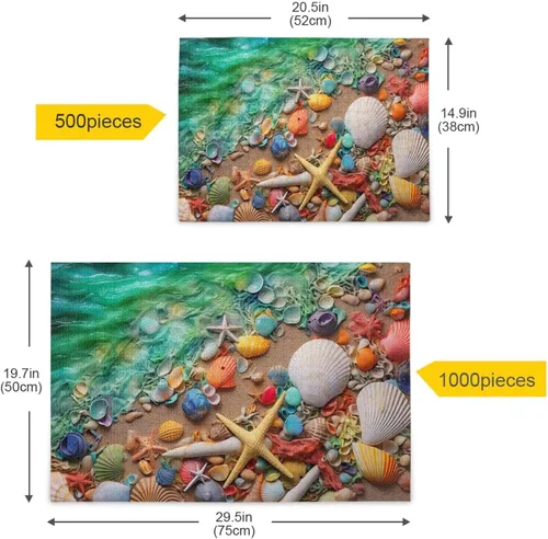 Miniatura 5 de Sea Creatures Shells Jigsaw Puzzles 500 Pieces for Adults with Mesh Storage Bag 2011761
