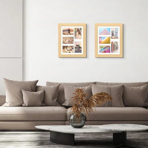 Miniatura 109 de Marcos de Fotos Collage de 13.5X15.5 con 7 Aberturas para Fotos de 4X6, Marco de Fotos Múltiples con Paspartú para Decoración de Pared, Grano
