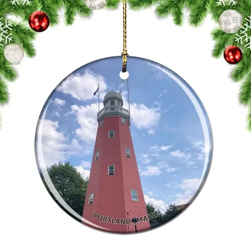 Miniatura 4 de Maine Portland Casco Bay Lighthouse USA Navidad árbol de Navidad adorno decoración colgante colgante decoración ciudad viaje recuerdo colección