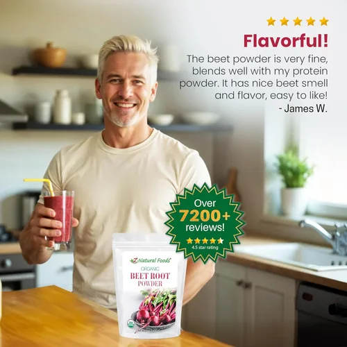 Miniatura 7 de Z Natural Foods Polvo orgánico de raíz de remolacha – Polvo de remolacha denso en nutrientes con antioxidantes, óxido nítrico para la salud