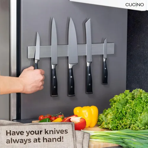 Miniatura 2 de Tira magnética para cuchillos para refrigerador, soporte magnético de acero para cuchillos para refrigerador