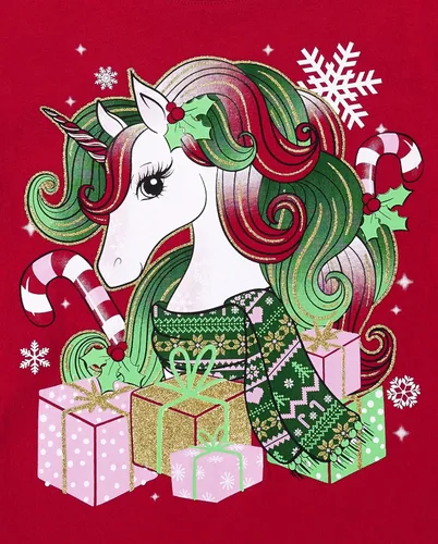 Miniatura 2 de The Children's Place Camiseta de manga larga con estampado navideño para niña