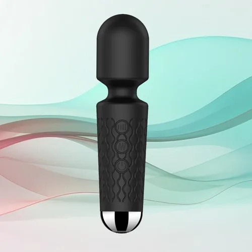 Masajeador personal de espalda, masajeador de mano impermeable y recargable, 20 velocidades, 8 patrones, masaje de vibración, perfecto para Negro