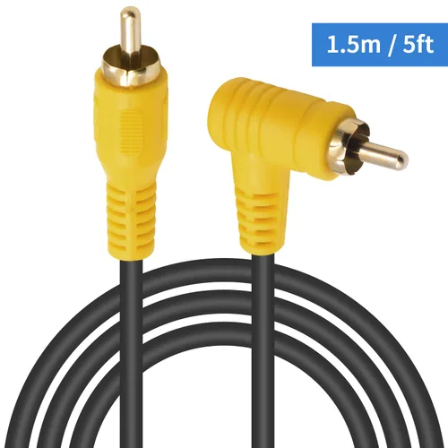 Miniatura 7 de Duttek Cable RCA de ángulo recto de 5 pies/4.9 ft, estéreo de 90 grados macho a macho con puerto chapado en oro 4K para amplificadores, cine