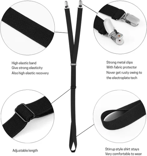 Miniatura 2 de Shirt Stays - Soporte elástico ajustable para camiseta de hombre, con cierre