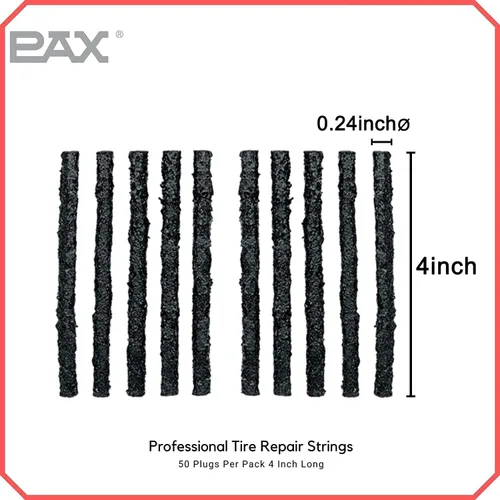 Miniatura 2 de PAX Kit de 50 tapones de reparación de neumáticos negros de 4 pulgadas, kit de parche de neumáticos, tira de sellado sin cámara para reparación
