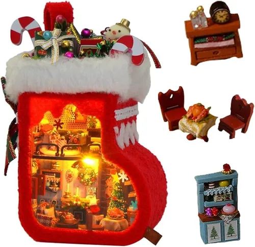 Miniatura 9 de TOPBSFARNY Kit de casa en miniatura, 2 piezas de animales lindos en miniatura, casa de madera para muñecas de bricolaje, modelo en miniatura con luz
