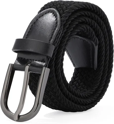 Miniatura 18 de AWAYTR Cinturón trenzado elástico para niños, cinturón de béisbol de golf elástico con hebilla de pasador negro para niños y niñas de 4 a 12 años
