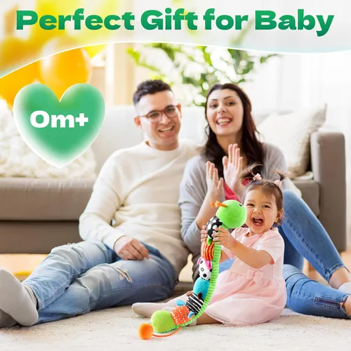 Miniatura 6 de HEMRLY Juguetes Sensoriales para Bebé de 0 a 6 Meses, Oruga Musical de Peluche con Mordedor, Papel Crujiente, Sonajero, Espejo para Bebé para Tiempo
