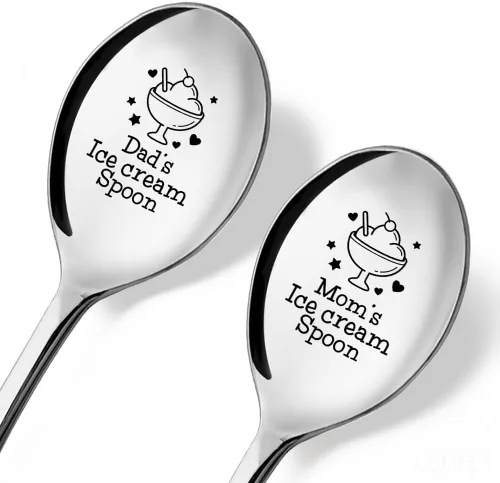 Miniatura 10 de Pala de helado para esposo y esposa – Juego de 2 cucharas para él y ella, ideas para parejas, aniversario, cumpleaños, día de San Valentín, cuchara