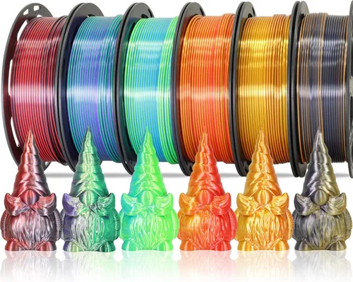 MIKA3D 6 carretes de filamento para impresora 3D bicolor de 1.75mm, paquete de filamento de seda PLA, seda