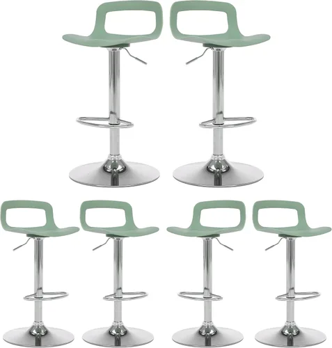 Miniatura 15 de Juego de 2 taburetes de bar, taburetes de bar giratorios de plástico ajustables, taburetes modernos con respaldo abierto y reposapiés, taburetes
