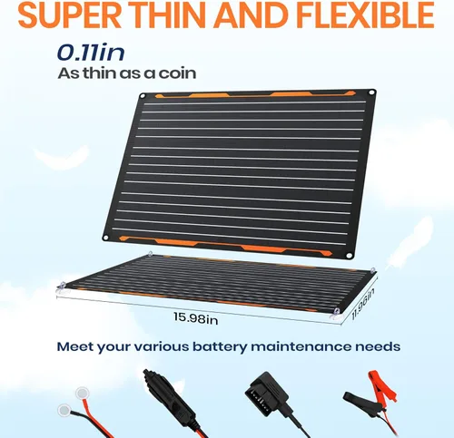 Miniatura 3 de FlexSolar Kit de mantenimiento de cargador de batería de panel solar de 20 W 12 V, cargador de goteo con controlador de carga integrado, encendedor