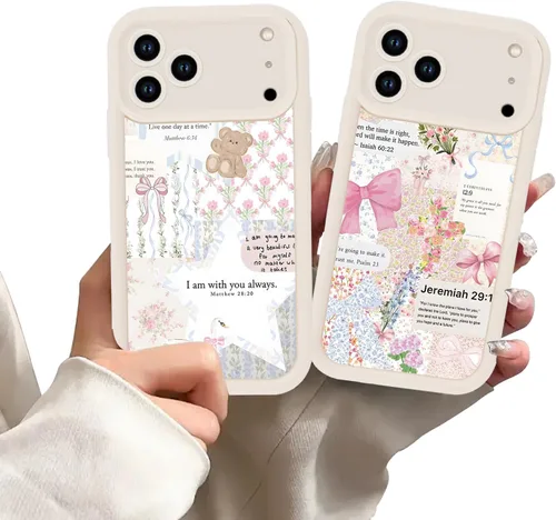 Miniatura 30 de Paquete de 2 fundas protectoras para iPhone 13 de 6.1 pulgadas con versículo bíblico de Jesús y cruz cristiana floral, para mujeres y niñas, funda