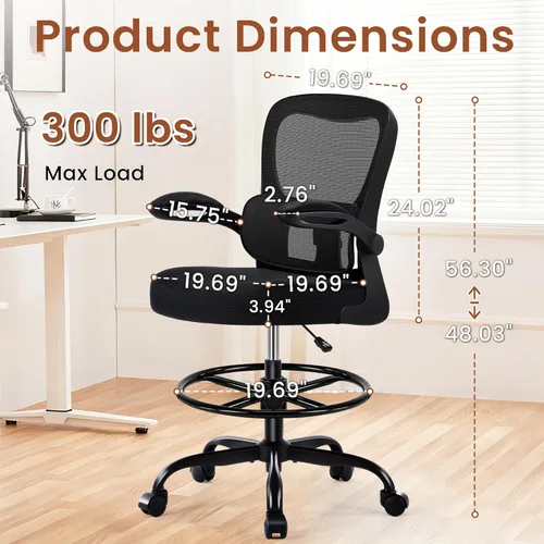 Miniatura 2 de AreShark Silla de Oficina para Dibujo - Silla de Oficina Alta Ergonómica con Reposapiés Ajustable - Silla de Escritorio de Altura de Barra Ajustable