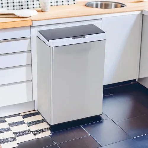 Miniatura 7 de Basurero automático de cocina de 13 galones con tapa, cubo de basura de acero inoxidable de 50 litros con sensor de movimiento y sin tacto, cubo