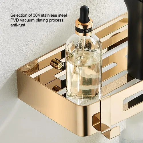 Miniatura 3 de Organizador de ducha de esquina, estante de baño, accesorios de baño (tamaño : oro 1 capa)