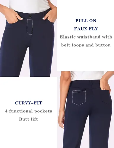 Miniatura 4 de Tapata - Pantalones de vestir con corte de bota para mujer pantalones con bolsillos altos pequeños para oficina trabajo negocios y uso casual de 28