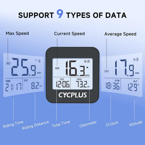 Miniatura 2 de CYCPLUS Computadora GPS para Bicicleta, Computadora de Ciclismo Inalámbrica con Retroiluminación Automática, Velocímetro Odómetro de Bicicleta
