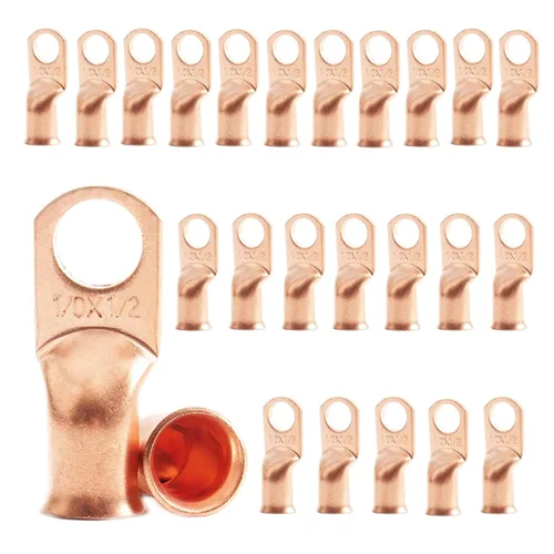 Miniatura 12 de 2/0 AWG 5/16" Stud (25 piezas), terminal de anillo de batería resistente, conectores de calibre 00, lengüetas de alambre de cobre 2/0, terminales