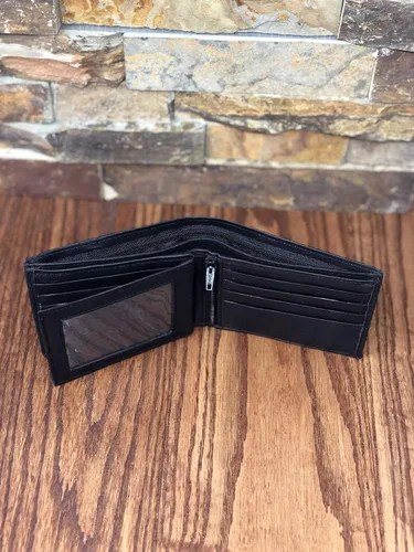 Miniatura 6 de Cartera personalizada de cuero marrón genuino de dos pliegues marrón